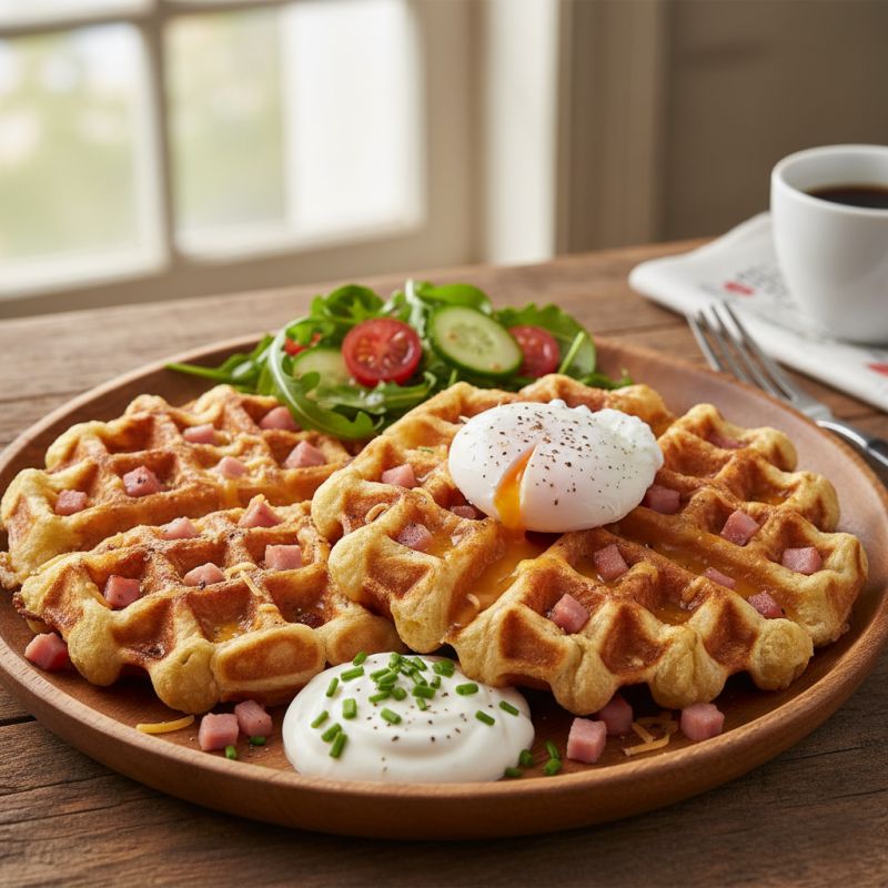 Незабываемый завтрак: вафли с ветчиной и сыром