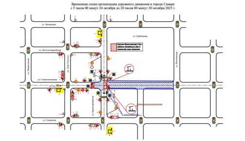 Движение транспорта через перекресток улиц Галактионовской и Красноармейской временно ограничат в Самаре