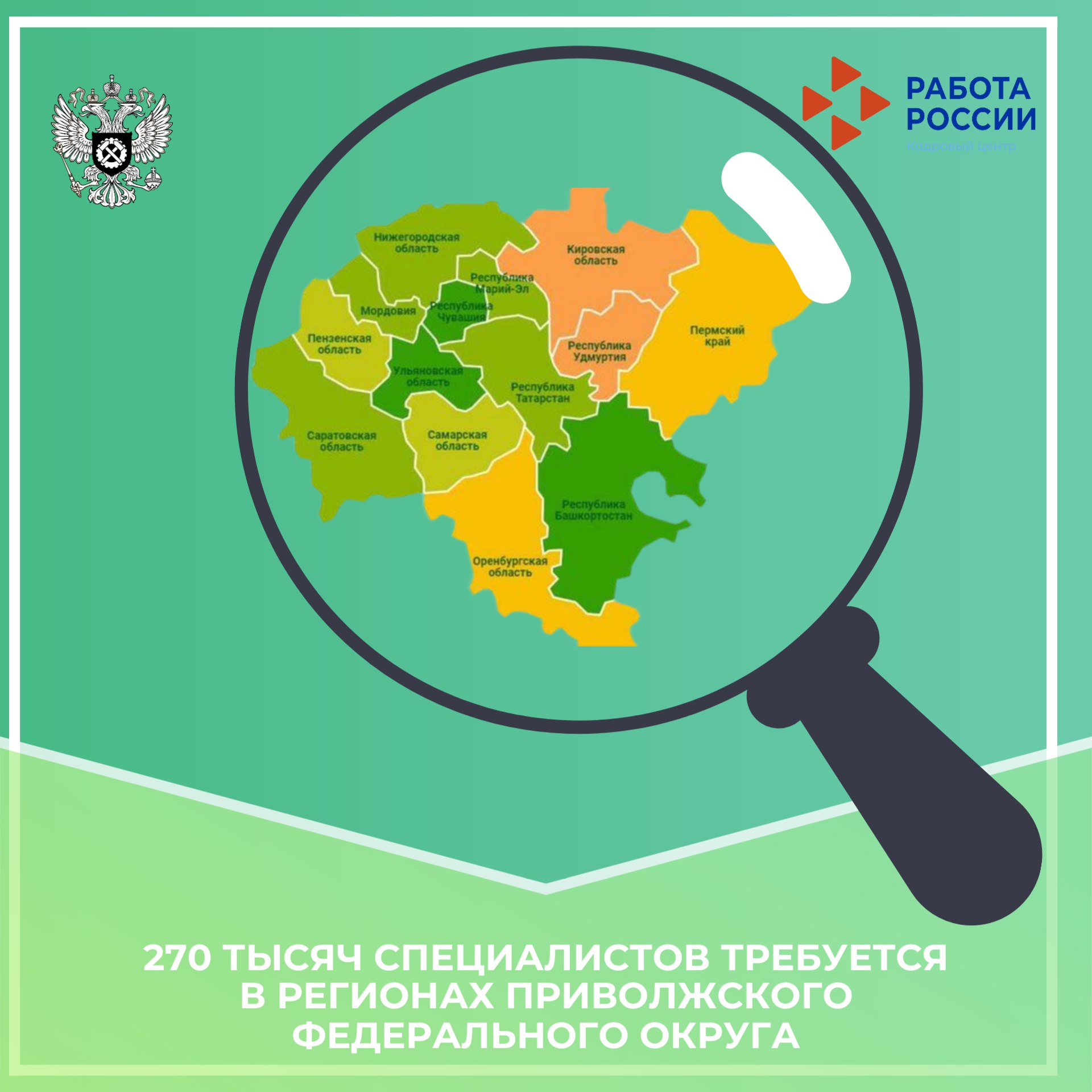 270 тысяч специалистов требуется в регионах Приволжского федерального округа