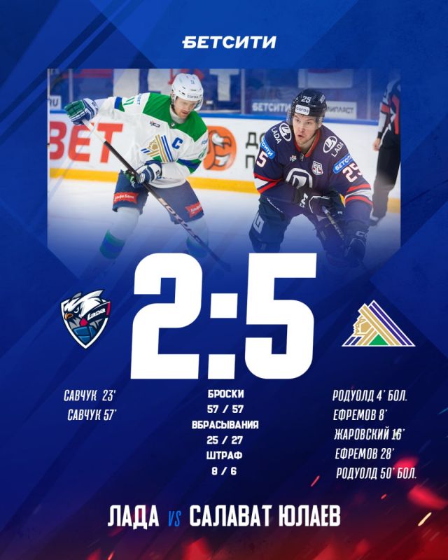 Хоккейная "Лада" проиграла дома "Салавату Юлаеву" 5:2