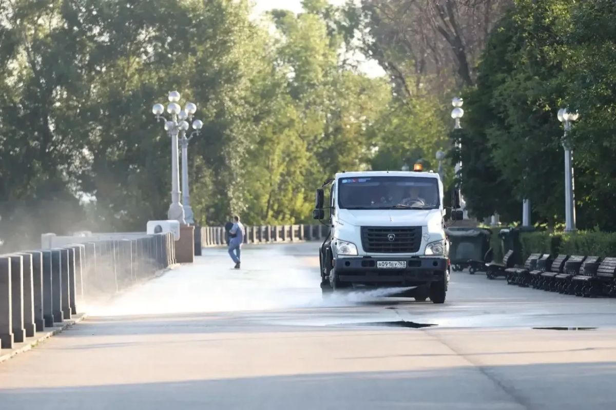 Уход за зелеными насаждениями и дорожной инфраструктурой усилили в жару в Самаре Уход за зелеными насаждениями и дорожной инфраструктурой усилили в жару в Самаре