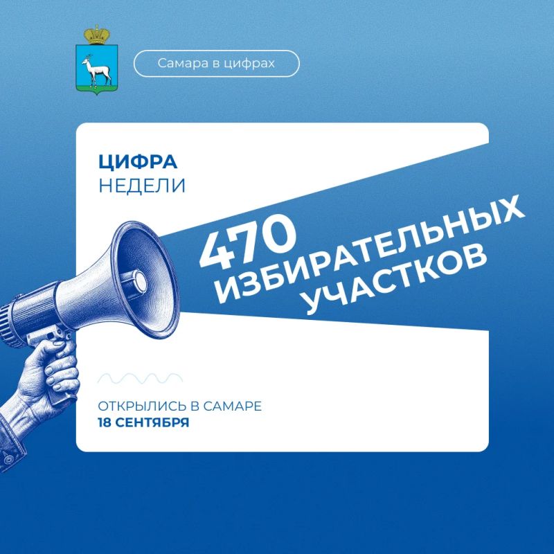 #ЦифраНедели. 470 избирательных участков открылись в Самаре 18 сентября в 8:00 в старт голосования на выборах депутатов Государственной Думы РФ и Самарской Губернской Думы