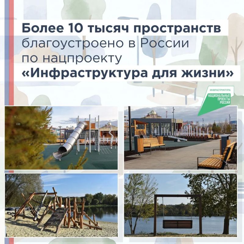 С 2025 года в России благоустроено более 10 тысяч пространств по нацпроекту «Инфраструктура для жизни»