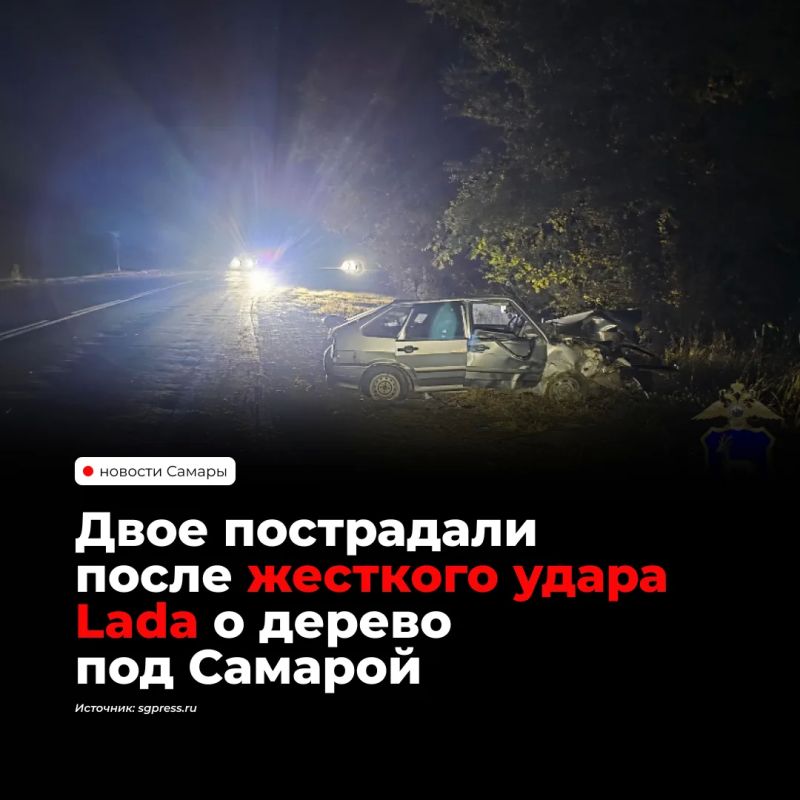 В Красноярском районе Lada 2114 на высокой скорости вылетела с дороги и врезалась в дерево