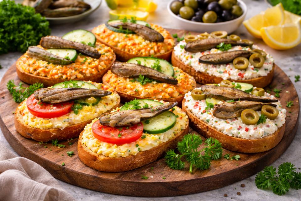 3 лучших рецепта бутербродов со шпротами — шикарность для застолья: с огурчиками, сыром, морковью и даже крабовыми