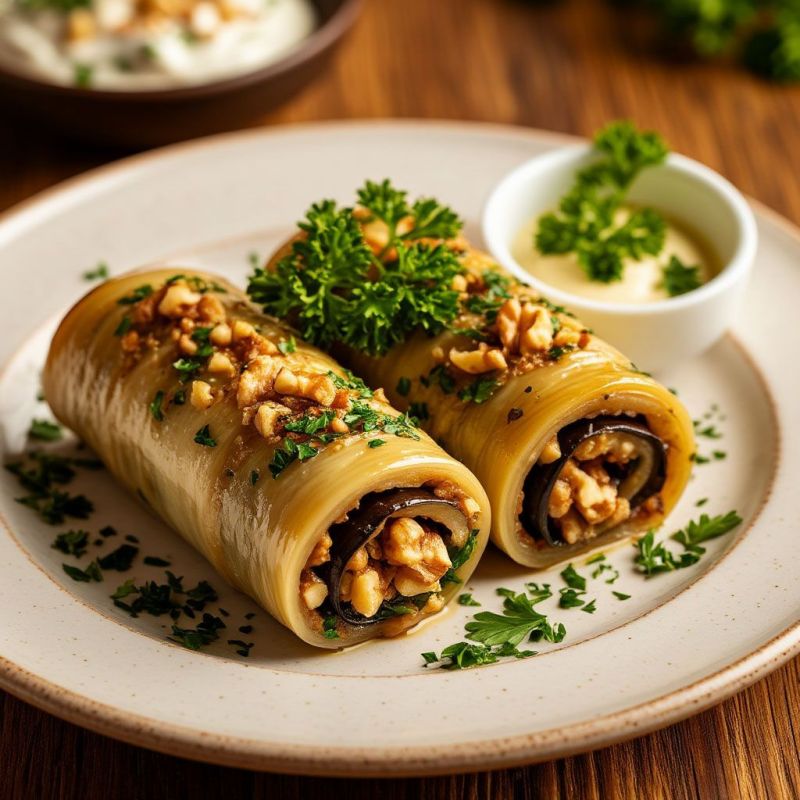 Вместо надоевших блинов беру баклажаны и жарю горку вкуснятины к чаю: рулетики с ореховой начинкой за 15 минут